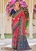 Red Printed Saree In Silk