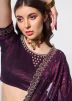 Wine Chiffon Saree In Stone Work