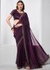 Wine Chiffon Saree In Stone Work