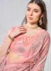 Peach Embroidered Saree In Tissue