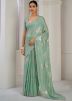 Green Foil Print Saree With Blouse