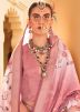 Pink Art Silk Printed Saree
