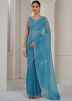 Blue Silk Saree In Stone Work