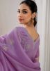 Purple Stone Work Silk Saree