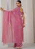Pink Stone Work Saree In Silk