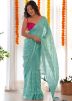 Blue Georgette Saree In Thread Embroidery
