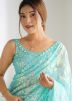 Sky Blue Sequins Work Net Saree