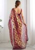 Net Sequins Embellished Wine Saree