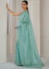 Green Stone Work Organza Saree