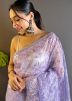 Purple Embroidered Saree & Blouse