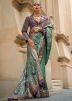 Green Printed Viscose Silk Saree
