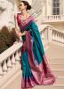 Teal Blue Woven Border Silk Saree