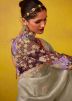 Grey Embroidered Silk Saree