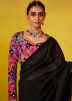 Black Embroidered Silk Saree