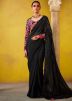 Black Embroidered Silk Saree