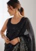 Black Sequins Embellished Georgette Saree