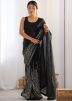 Black Sequins Embellished Georgette Saree