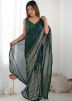 Dark Green Sequins Work Georgette Saree