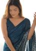 Teal Blue Georgette Saree In Sequin Work