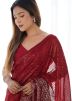 Red Georgette Saree In Sequin Work