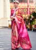 Pink Printed Saree In Satin