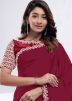 Red Embroidered Border Saree & Blouse