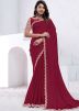 Red Embroidered Border Saree & Blouse