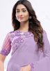 Lavender Purple Embroidered Crape Saree