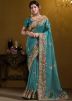 Blue Embroidered Border Tissue Saree