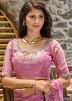 Pink Stone Work Saree In Chiffon