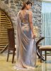 Grey Chiffon Saree In Stone Work