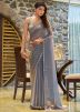 Grey Chiffon Saree In Stone Work