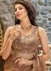 Brown Stone Work Chiffon Saree