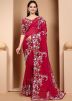 Red Embroidered Border Organza Saree