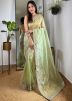 Green Embroidered Tissue Silk Saree