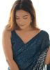 Teal Blue Sequinned Georgette Saree