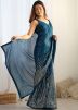 Teal Blue Sequinned Georgette Saree