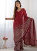 Sequinned Georgette Saree In Red