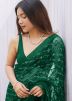 Green Embroidered Net Saree