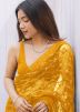 Yellow Embroidered Net Saree