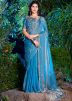 Blue Stone Work Saree In Silk