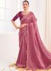 Pink Silk Saree With Embroidered Border