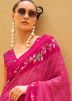 Pink Digital Print Saree In Georgette