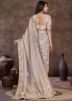 Beige Embroidered Silk Saree