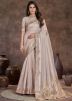 Beige Embroidered Silk Saree