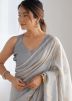 Grey Sequin Work Saree In Georgette