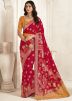 Red Silk Saree In Woven Work