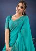 Blue Stone Work Saree In Silk