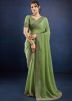 Green Embroidered Silk Saree