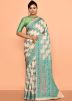 Peach Silk Saree In Woven Work